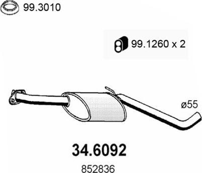 ASSO 34.6092 - Середній глушник вихлопних газів autocars.com.ua
