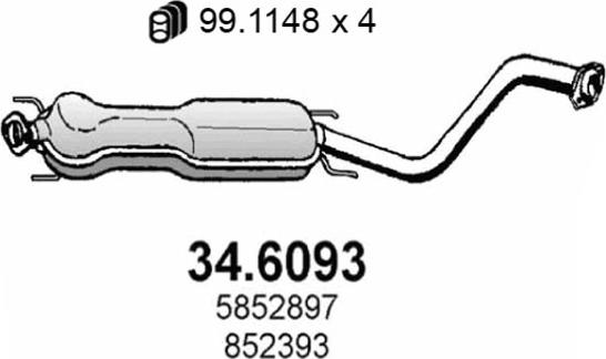 ASSO 34.6093 - Середній глушник вихлопних газів autocars.com.ua