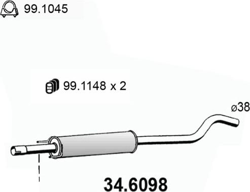 ASSO 34.6098 - Средний глушитель выхлопных газов avtokuzovplus.com.ua