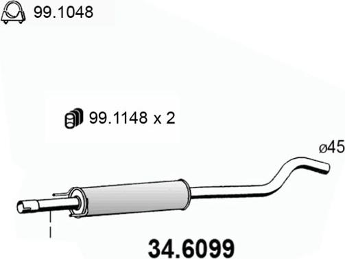 ASSO 34.6099 - Средний глушитель выхлопных газов autodnr.net