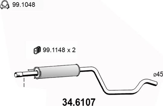 ASSO 34.6107 - Средний глушитель выхлопных газов avtokuzovplus.com.ua