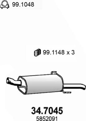 ASSO 34.7045 - Глушник вихлопних газів кінцевий autocars.com.ua