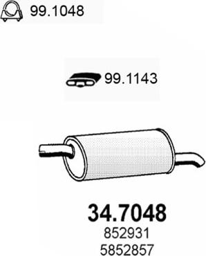 ASSO 34.7048 - Глушитель выхлопных газов, конечный avtokuzovplus.com.ua