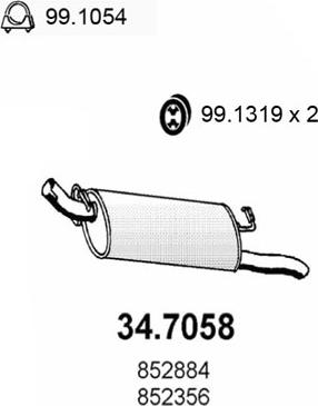 ASSO 34.7058 - Глушник вихлопних газів кінцевий autocars.com.ua