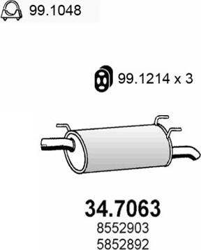 ASSO 34.7063 - Глушитель выхлопных газов, конечный avtokuzovplus.com.ua