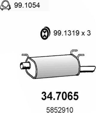 ASSO 34.7065 - Глушник вихлопних газів кінцевий autocars.com.ua