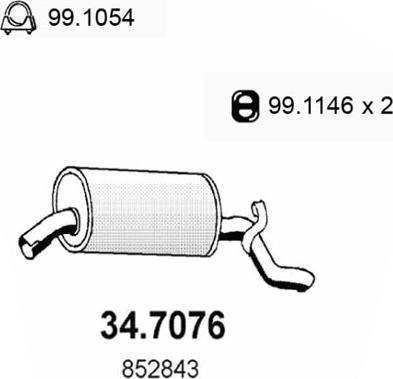 ASSO 34.7076 - Глушник вихлопних газів кінцевий autocars.com.ua