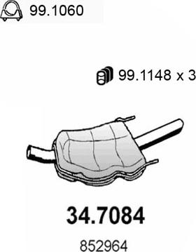 ASSO 34.7084 - Глушник вихлопних газів кінцевий autocars.com.ua