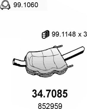 ASSO 34.7085 - Глушник вихлопних газів кінцевий autocars.com.ua