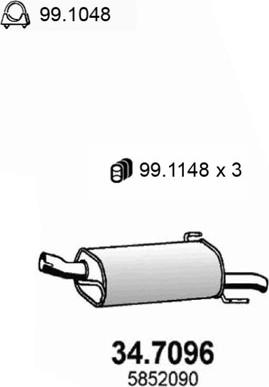 ASSO 34.7096 - Глушитель выхлопных газов, конечный avtokuzovplus.com.ua