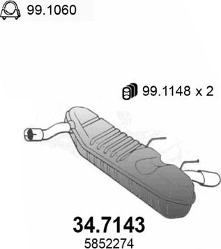 ASSO 34.7143 - Глушитель выхлопных газов, конечный avtokuzovplus.com.ua