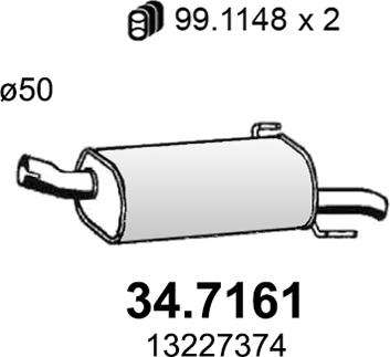 ASSO 34.7161 - Глушник вихлопних газів кінцевий autocars.com.ua