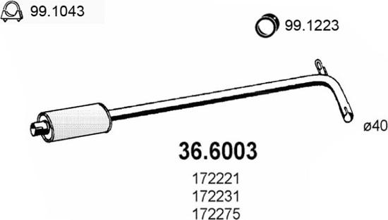 ASSO 36.6003 - Середній глушник вихлопних газів autocars.com.ua