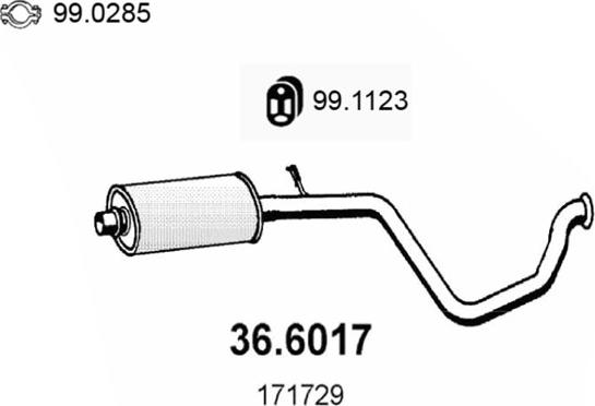 ASSO 36.6017 - Середній глушник вихлопних газів autocars.com.ua