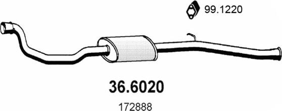 ASSO 36.6020 - Середній глушник вихлопних газів autocars.com.ua