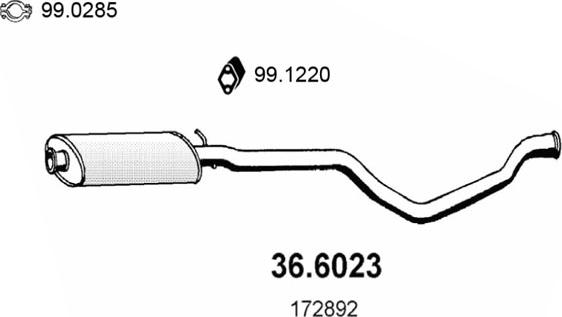 ASSO 36.6023 - Середній глушник вихлопних газів autocars.com.ua