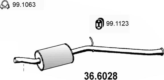 ASSO 36.6028 - Середній глушник вихлопних газів autocars.com.ua