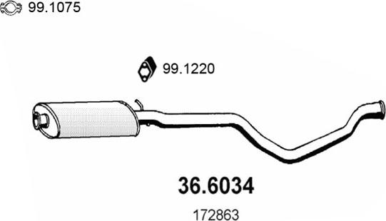 ASSO 36.6034 - Середній глушник вихлопних газів autocars.com.ua