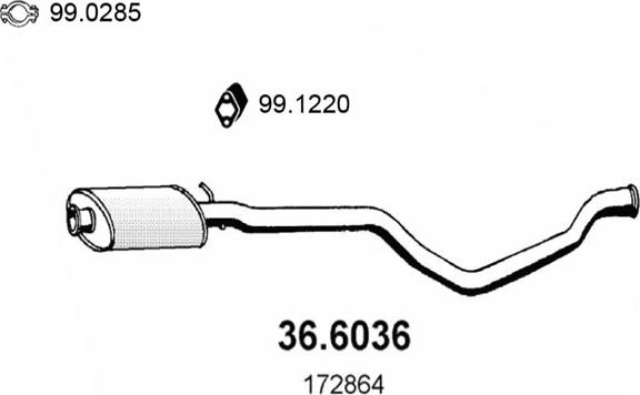 ASSO 36.6036 - Середній глушник вихлопних газів autocars.com.ua