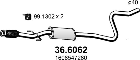 ASSO 36.6062 - Середній глушник вихлопних газів autocars.com.ua