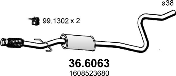 ASSO 36.6063 - Середній глушник вихлопних газів autocars.com.ua