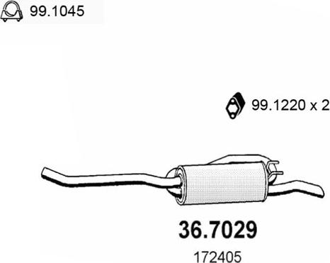 ASSO 36.7029 - Задняя часть глушителя Peugeot 305 Break 80 autodnr.net