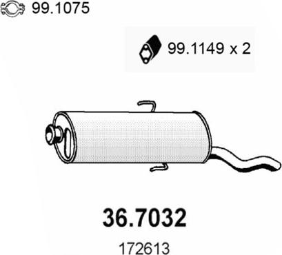 ASSO 36.7032 - Глушитель выхлопных газов, конечный avtokuzovplus.com.ua