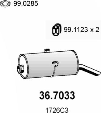 ASSO 36.7033 - Глушитель выхлопных газов, конечный avtokuzovplus.com.ua