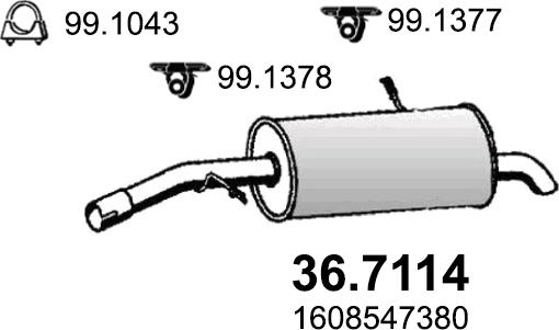 ASSO 36.7114 - Глушитель выхлопных газов, конечный avtokuzovplus.com.ua