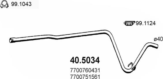 ASSO 40.5034 - Труба вихлопного газу autocars.com.ua