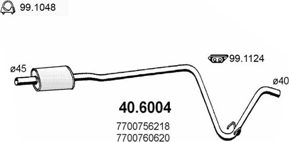 ASSO 40.6004 - Средний глушитель выхлопных газов avtokuzovplus.com.ua