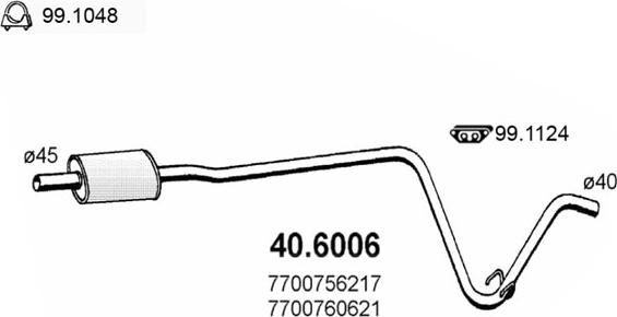 ASSO 40.6006 - Середній глушник вихлопних газів autocars.com.ua
