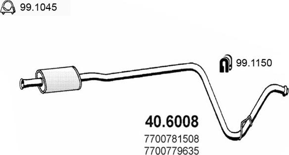 ASSO 40.6008 - Середній глушник вихлопних газів autocars.com.ua