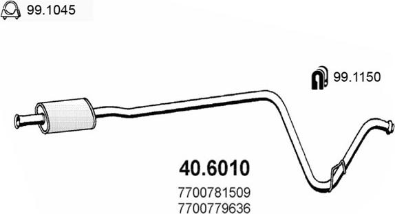 ASSO 40.6010 - Середній глушник вихлопних газів autocars.com.ua