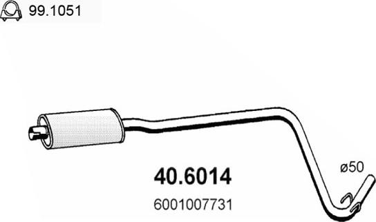 ASSO 40.6014 - Середній глушник вихлопних газів autocars.com.ua