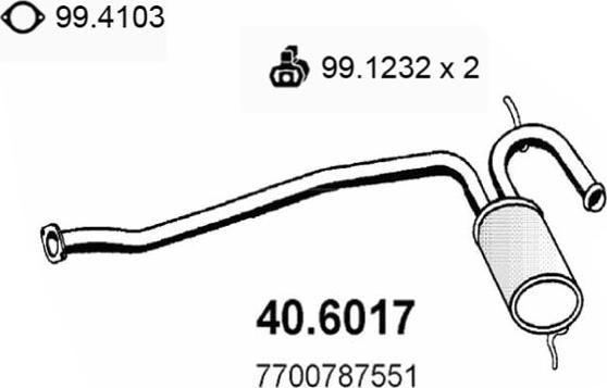 ASSO 40.6017 - Середній глушник вихлопних газів autocars.com.ua