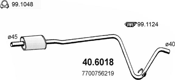 ASSO 40.6018 - Середній глушник вихлопних газів autocars.com.ua