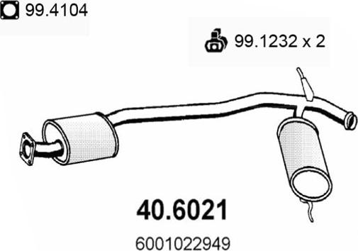 ASSO 40.6021 - Средний глушитель выхлопных газов autodnr.net