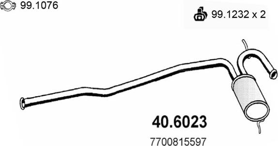 ASSO 40.6023 - Середній глушник вихлопних газів autocars.com.ua