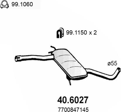 ASSO 40.6027 - Середній глушник вихлопних газів autocars.com.ua