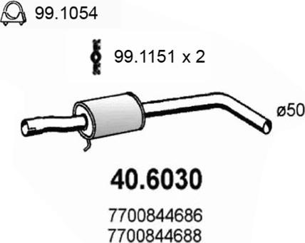 ASSO 40.6030 - Середній глушник вихлопних газів autocars.com.ua