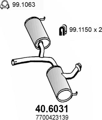 ASSO 40.6031 - Середній глушник вихлопних газів autocars.com.ua