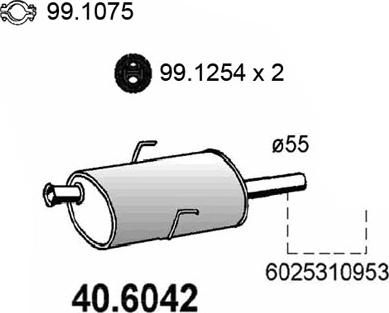 ASSO 40.6042 - Середній глушник вихлопних газів autocars.com.ua