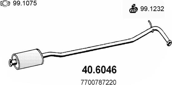 ASSO 40.6046 - Середній глушник вихлопних газів autocars.com.ua