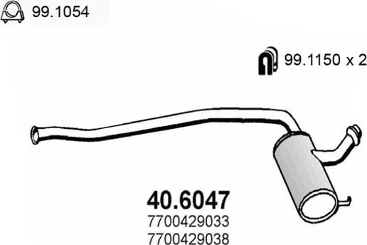 ASSO 40.6047 - Середній глушник вихлопних газів autocars.com.ua