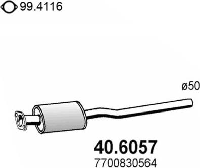 ASSO 40.6057 - Середній глушник вихлопних газів autocars.com.ua
