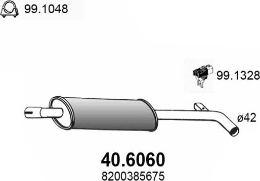 ASSO 40.6060 - Середній глушник вихлопних газів autocars.com.ua