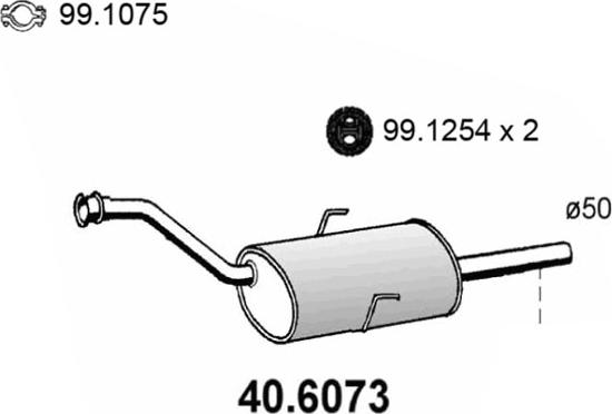 ASSO 40.6073 - Середній глушник вихлопних газів autocars.com.ua