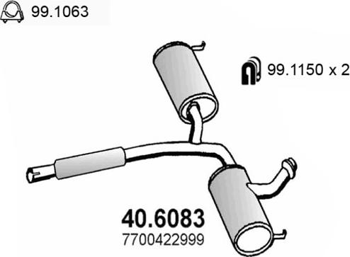 ASSO 40.6083 - Середній глушник вихлопних газів autocars.com.ua