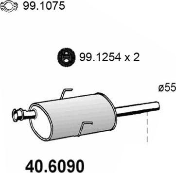 ASSO 40.6090 - Середній глушник вихлопних газів autocars.com.ua
